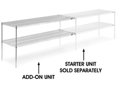 Add-On Unit for Two-Shelf Wire Shelving - 72 x 24 x 34", Chrome h-2948-34ac