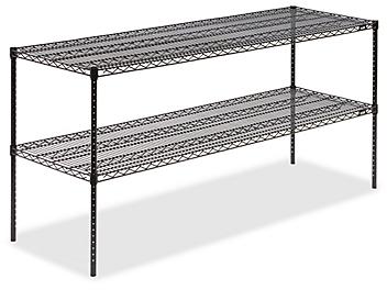 Two-Shelf Wire Shelving Unit - 72 x 24 x 34", Black H-2948-34BL