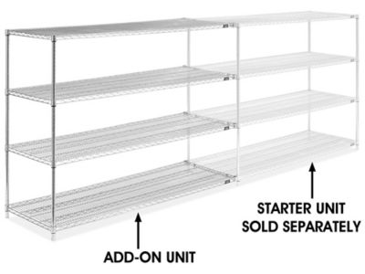 Chrome Wire Shelving Add-On Unit - 72 x 24 x 54" H-2948-54A
