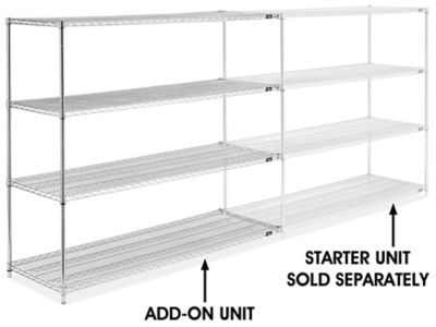 Chrome Wire Shelving Add-On Unit - 72 x 24 x 63" H-2948-63A