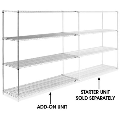 Chrome Wire Shelving Add-On Unit - 72 x 24 x 72" H-2948-72A