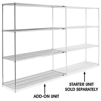Chrome Wire Shelving Add-On Unit - 72 x 24 x 86" H-2948-86A