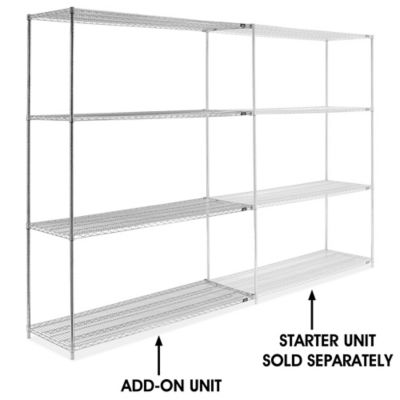 Chrome Wire Shelving Add-On Unit - 72 x 24 x 96