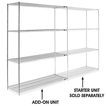 Chrome Wire Shelving Add-On Unit - 72 x 24 x 96" H-2948-96A