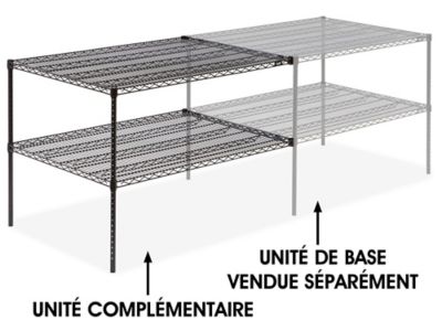 Add-On Unit for Two-Shelf Wire Shelving - 48 x 36 x 34", Black H-2949-34ABL