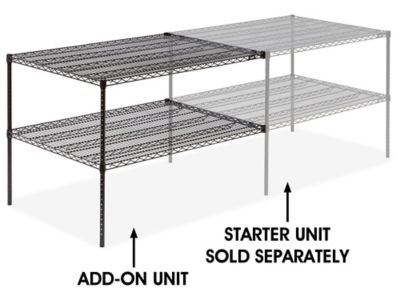 Add-On Unit for Two-Shelf Wire Shelving - 48 x 36 x 34", Black H-2949-34ABL