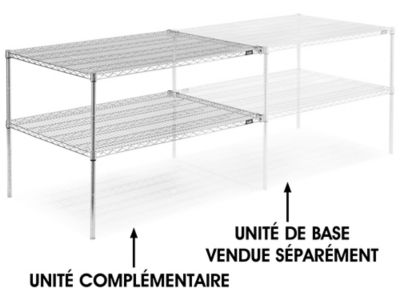Add-On Unit for Two-Shelf Wire Shelving - 48 x 36 x 34", Chrome H-2949-34AC