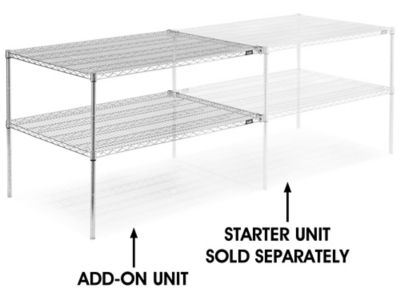 Add-On Unit for Two-Shelf Wire Shelving - 48 x 36 x 34", Chrome h-2949-34ac