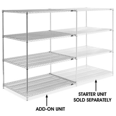 Chrome Wire Shelving Add-On Unit - 48 x 36 x 63" H-2949-63A