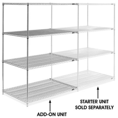 Chrome Wire Shelving Add-On Unit - 48 x 36 x 72" H-2949-72A