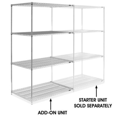Chrome Wire Shelving Add-On Unit - 48 x 36 x 86" H-2949-86A