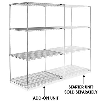 Chrome Wire Shelving Add-On Unit - 48 x 36 x 86" H-2949-86A