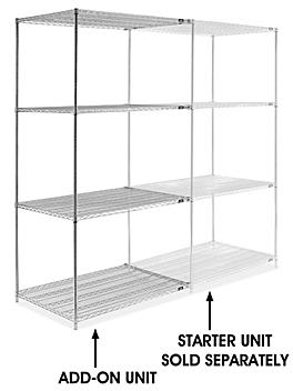 Chrome Wire Shelving Add-On Unit - 48 x 36 x 96" H-2949-96A