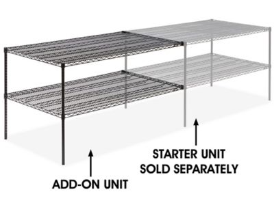 Add-On Unit for Two-Shelf Wire Shelving - 60 x 36 x 34", Black h-2950-34abl