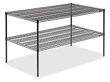 Two-Shelf Wire Shelving Unit - 60 x 36 x 34", Black H-2950-34BL