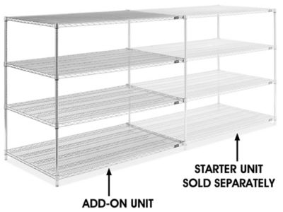 Chrome Wire Shelving Add-On Unit - 60 x 36 x 54" H-2950-54A