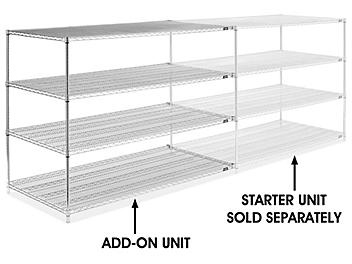 Chrome Wire Shelving Add-On Unit - 72 x 36 x 54" H-2951-54A