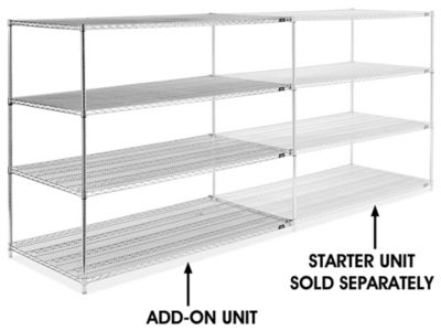 Chrome Wire Shelving Add-On Unit - 72 x 36 x 63" H-2951-63A