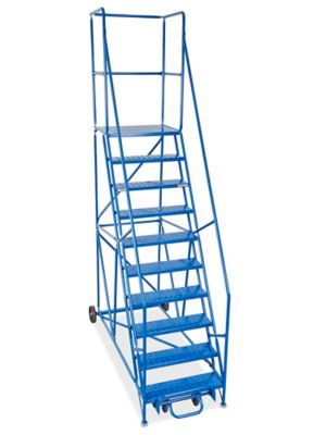 10 Step Rolling Safety Ladder with 30" Top Step H-2992
