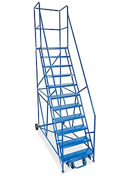 11 Step Rolling Safety Ladder with 30" Top Step H-2993