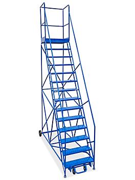 14 Step Rolling Safety Ladder with 30" Top Step H-2996