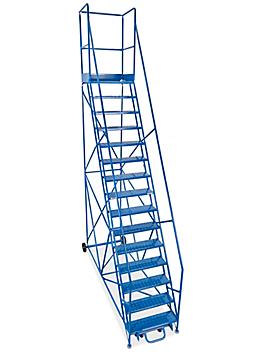 15 Step Rolling Safety Ladder with 30" Top Step H-2997