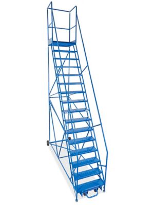 16 Step Rolling Safety Ladder with 30 Top Step H-2998 - Uline