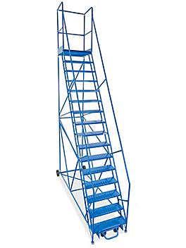 16 Step Rolling Safety Ladder with 30" Top Step H-2998