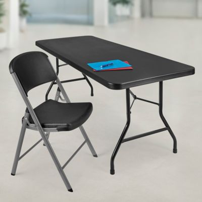 Deluxe Plastic Folding Chair - Black H-3016BL - ULINE