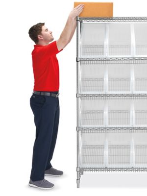 Regency 18 x 60 x 74 Wire Shelving Unit with 88 Clear Bins