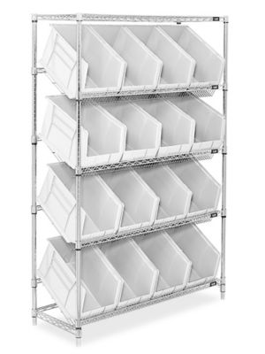 Slanted Wire Shelving - 18 x 11 x 10" White Bins H-3128W