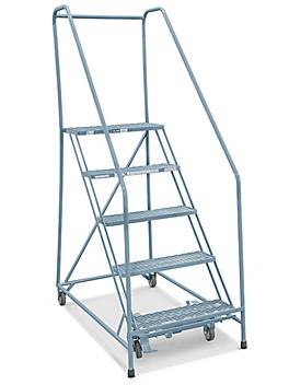 5 Step Safety Angle Rolling Ladder - Assembled with 12" Top Step H-3130-12
