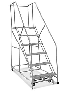 6 Step Safety Angle Rolling Ladder - Assembled with 24" Top Step H-3131-24
