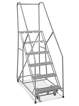 6 Step Safety Angle Rolling Ladder - Unassembled with 12" Top Step H-3131U-12
