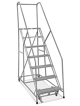 7 Step Safety Angle Rolling Ladder - Unassembled with 12" Top Step H-3132U-12
