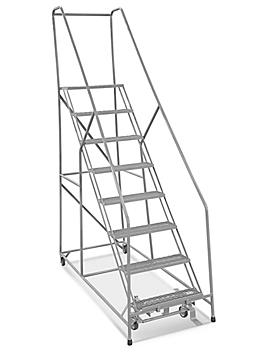 8 Step Safety Angle Rolling Ladder - Assembled with 12" Top Step H-3133-12