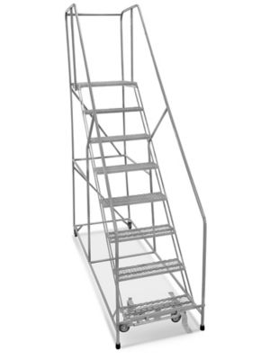 8 Step Safety Angle Rolling Ladder - Unassembled with 24" Top Step H-3133U-24