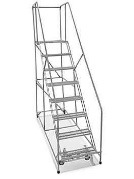 8 Step Safety Angle Rolling Ladder - Unassembled with 24" Top Step H-3133U-24