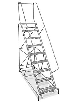 9 Step Safety Angle Rolling Ladder - Unassembled with 12" Top Step H-3134U-12