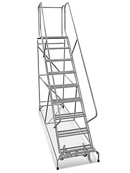 9 Step Safety Angle Rolling Ladder - Unassembled with 24" Top Step H-3134U-24