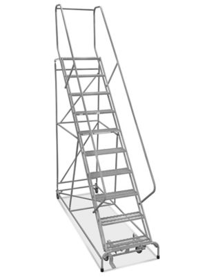 10 Step Safety Angle Rolling Ladder - Assembled with 12" Top Step H-3135-12