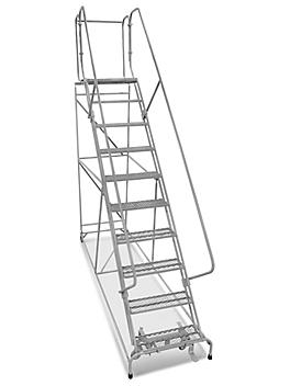 10 Step Safety Angle Rolling Ladder - Unassembled with 24" Top Step H-3135-24