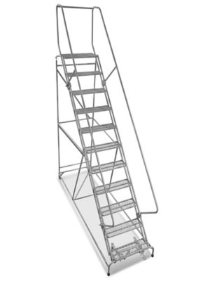 11 Step Safety Angle Rolling Ladder - Unassembled with 12" Top Step H-3136-12