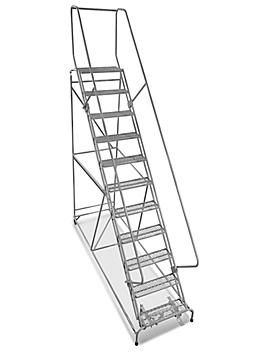 11 Step Safety Angle Rolling Ladder - Unassembled with 12" Top Step H-3136-12