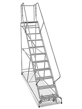 11 Step Safety Angle Rolling Ladder - Unassembled with 24" Top Step H-3136-24