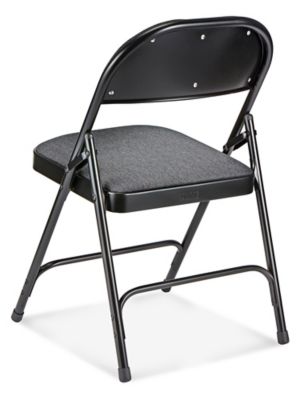 Deluxe Fabric Padded Folding Chair, Steel, Grey, 300 Lbs. Weight Capacity