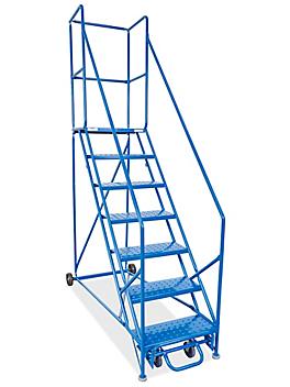 7 Step Safety Angle Rolling Ladder with 19" Top Step H-3146