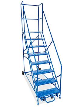 8 Step Safety Angle Rolling Ladder with 19" Top Step H-3147