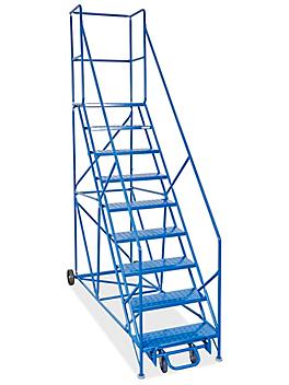 9 Step Safety Angle Rolling Ladder with 19" Top Step H-3148