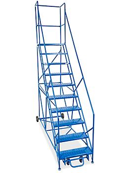 10 Step Safety Angle Rolling Ladder with 19" Top Step H-3149